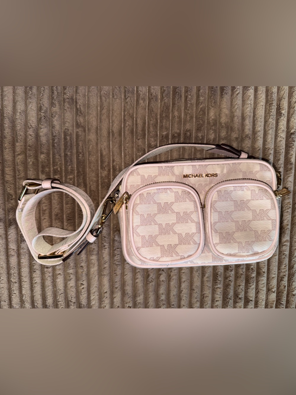 Michael Kors Light Pink Logo Crossbody Camera Bag